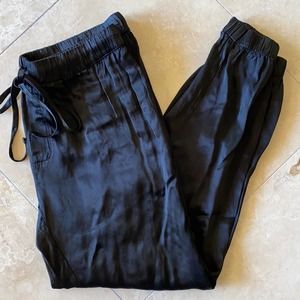 Enza Costa Black Satin Jogger Pants